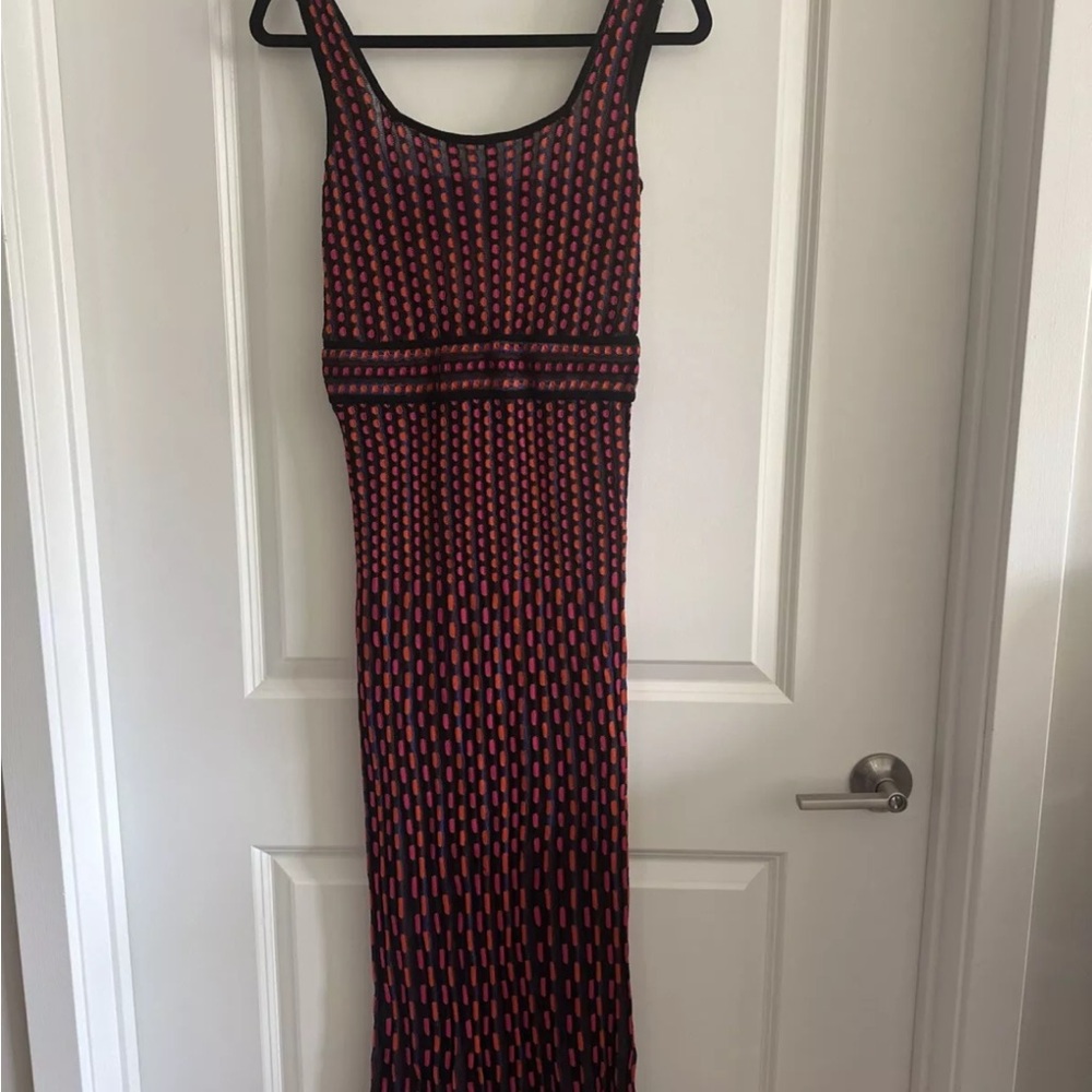 Elegant Missoni Orange and Purple Patterned Maxi Dress